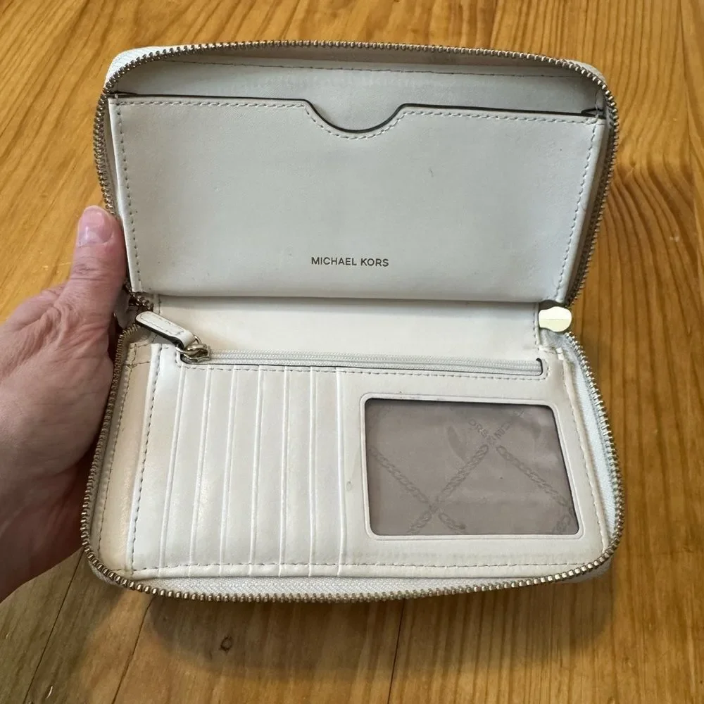 Michael Kors Adele Ivory Canvas Smartphone Wallet Clutch